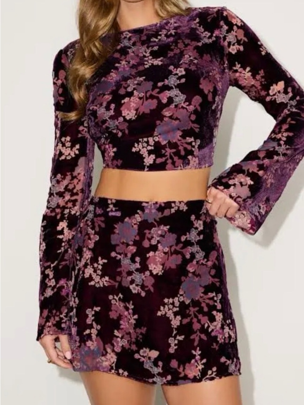 Lulus Talaria Plum Velvet Burnout High-Rise Mini Skirt